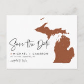 Carte Postale Faire-part Terracotta Michigan Map QR Code Enregistrer la dat (Devant)