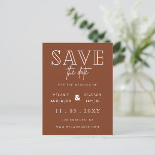 Carte Postale Faire-part Terracotta Rustic Burnt Orange Boho Enregistrer la