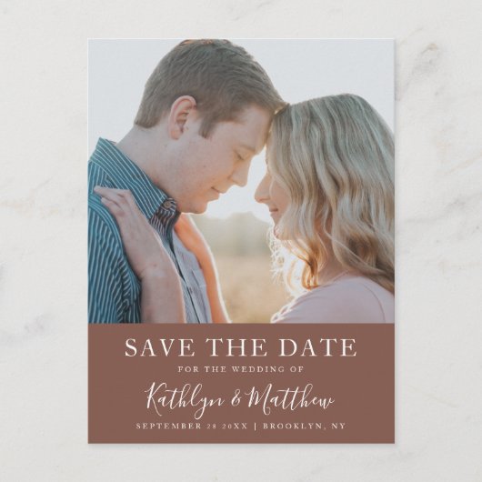 Carte Postale Faire-part Terracotta Typographie moderne Simple Mariage phot (Devant)