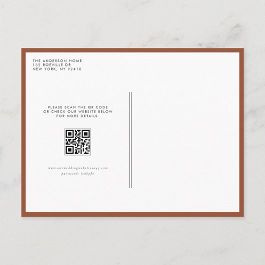 Carte Postale Faire-part Terracotta Wisconsin Map QR Code Enregistrer la da (Dos)