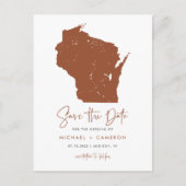 Carte Postale Faire-part Terracotta Wisconsin Map QR Code Enregistrer la da (Devant)