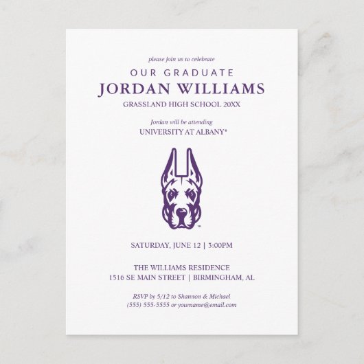 Carte Postale Faire-part Tête de mascotte Great Dane de l'Université d'Alba (Devant)