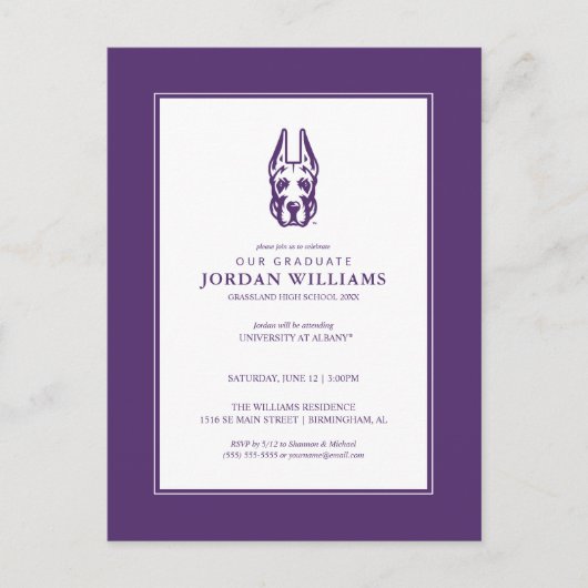 Carte Postale Faire-part Tête de mascotte Great Dane de l'Université d'Alba (Devant)