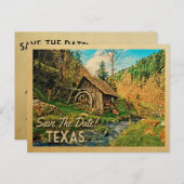 Carte Postale Faire-part Texas Enregistrer La Date Cabane Rustique Mill Woo (Devant / Derrière)