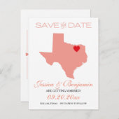 Carte Postale Faire-part Texas State Map Enregistrer la date (Devant / Derrière)