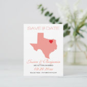 Carte Postale Faire-part Texas State Map Enregistrer la date (Debout devant)