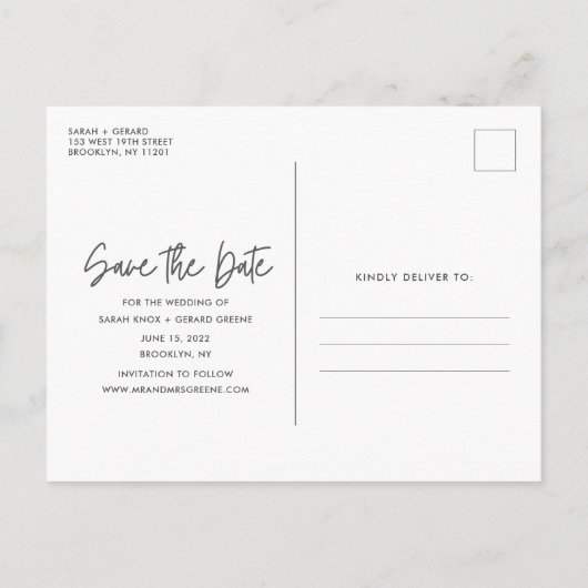 Carte Postale Faire-part Texte Boissons Gratuites Enregistrement Photo Mari (Dos)