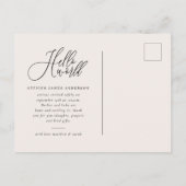 Carte Postale Faire-part Texte de script Hello world photo annonce de naiss (Dos)