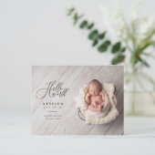 Carte Postale Faire-part texte de script Hello world photo annonce de naiss (Debout devant)