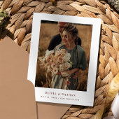 Carte Postale Faire-part Texte et photo blanc et rouge foncé | Enregistrer