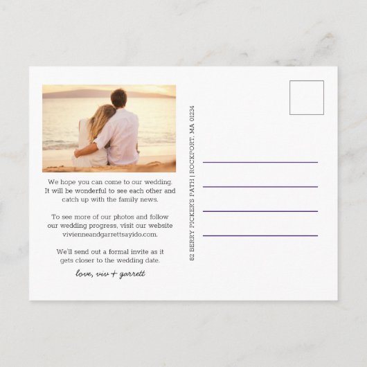 Carte Postale Faire-part Texte Gris Charbon 2 Photo Mariage Enregistrer la (Dos)