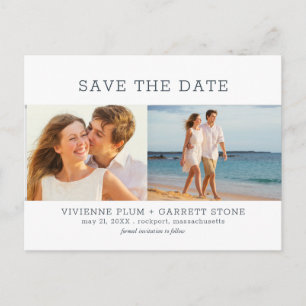 Carte Postale Faire-part Texte Gris Charbon 2 Photo Mariage Enregistrer la 