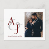 Carte Postale Faire-part Texte mignon superposer Monogramme deux Mariage ph (Dos)