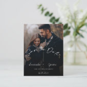 Carte Postale Faire-part Texte mignon superposer Monogramme deux Mariage ph (Debout devant)