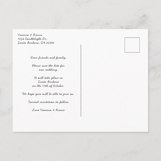 Carte Postale Faire-part Texte photo moderne superposer mariage Enregistrer (Dos)
