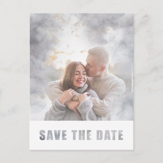 Carte Postale Faire-part Texte photo moderne superposer mariage Enregistrer (Devant)