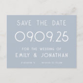 Carte Postale Faire-part Texte simple Mariage Dusty Blue Enregistrer la dat (Devant)