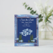 Carte Postale Faire-part Textes de sauvegarde sous l'eau à texture bleu mar (Debout devant)