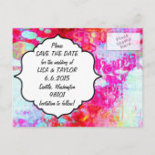 Carte Postale Faire-part Texture rouge rose (Dos)