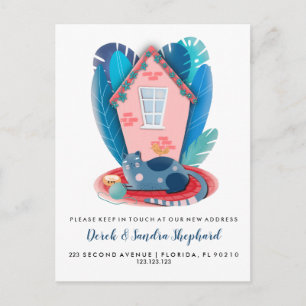 Carte Postale Faire-part Thème animal de la maison de déménagement