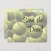 Carte Postale Faire-part Thème de mariage de sport de softball Enregistrez  (Devant / Derrière)