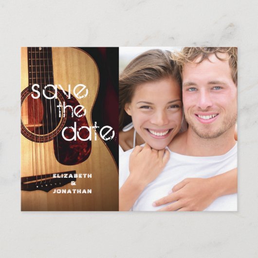 Carte Postale Faire-part Thème de musique de guitare rustique Country moder (Devant)