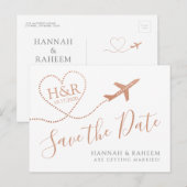 Carte Postale Faire-part Thème de voyage Destination cuivre Enregistrez la  (Devant / Derrière)