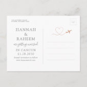 Carte Postale Faire-part Thème de voyage Destination cuivre Enregistrez la  (Dos)