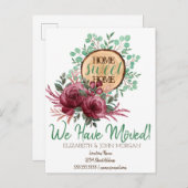 Carte Postale Faire-part Thème Forêt Bois, Fleurs Accueil Sweet Home (Devant / Derrière)