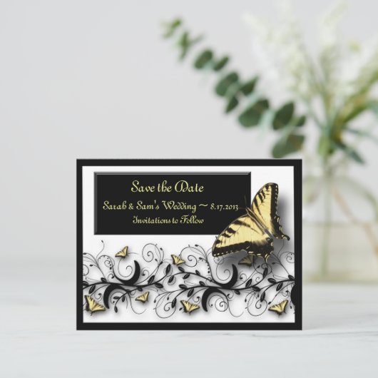 Carte Postale Faire-part Thème Papillon Enregistrer la date (Debout devant)