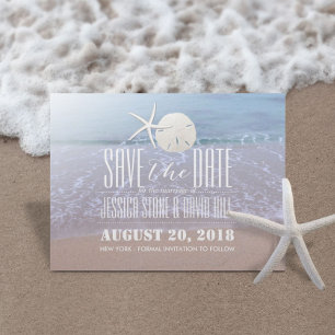 Carte Postale Faire-part Thème Plage Starfish & Sand Dollar Enregistrer la 