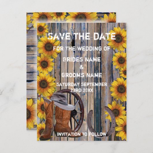 Carte Postale Faire-part Thème ranch de cow-boy western rustique pour faire (Devant / Derrière)