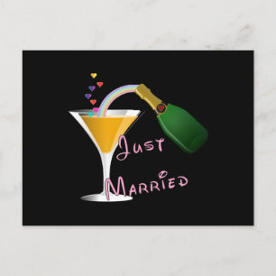 Carte Postale Faire-part Toast de mariage au champagne Just Married