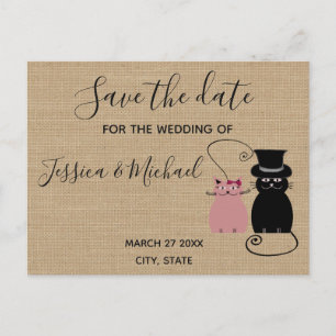 Carte Postale Faire-part Toile de jute drôle mignon chats de dessin animé s