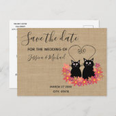 Carte Postale Faire-part Toile de jute drôle mignon chats de dessin animé s (Devant / Derrière)