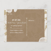 Carte Postale Faire-part Toile de jute & Fleurs de dentelle blanche Rustiqu (Dos)