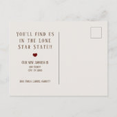 Carte Postale Faire-part Toile de lin marron du sud du Texas et déménagemen (Dos)