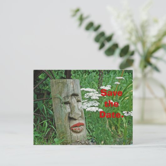 Carte Postale Faire-part Totem rouge à lèvres Enregistrer la date (Debout devant)