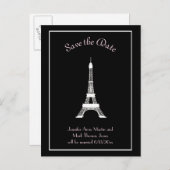 Carte Postale Faire-part Tour Eiffel Française Noir Blanc Noir Enregistrer  (Devant / Derrière)