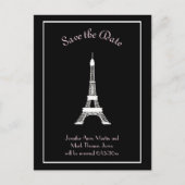Carte Postale Faire-part Tour Eiffel Française Noir Blanc Noir Enregistrer  (Devant)