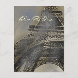 Carte Postale Faire-part Tour eiffel mariage parisien français Save the Dat