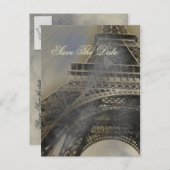 Carte Postale Faire-part Tour eiffel mariage parisien français Save the Dat (Devant / Derrière)