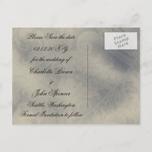 Carte Postale Faire-part Tour eiffel mariage parisien français Save the Dat (Dos)