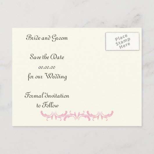 Carte Postale Faire-part Tour Eiffel rose mariage Paris Enregistrer la date (Dos)