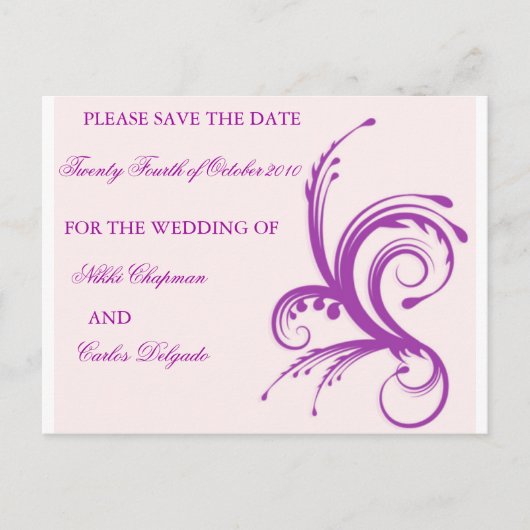 Carte Postale Faire-part Tourbillon Violet (Devant)