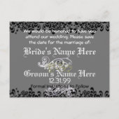 Carte Postale Faire-part Tourbillonnant noir et blanc Enregistrer la date (Dos)