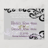 Carte Postale Faire-part Tourbillonnant Purple & Vert Enregistrer La Date (Dos)