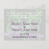 Carte Postale Faire-part Tourbillonnant Purple & Vert Enregistrer La Date (Dos)