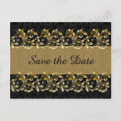 Carte Postale Faire-part Tourbillons d'or feuillu Enregistrer la date (Devant)