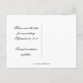 Carte Postale Faire-part Tourbillons violets et argentés Enregistrez la dat (Dos)